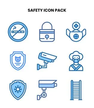 Safety Two Colour Collection Icons Pack Illustrazione stock