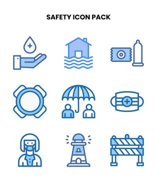 Safety Two Colour Icons Pack Illustrazione stock
