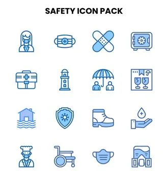 Safety Two Colour Vector Icons Pack Stock Illustration