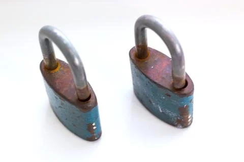 Safety two padlocks isolated Stock Photos