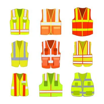 Safety vest set cartoon vector illustration Stock Illustration