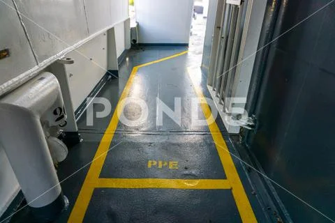Safety walkway on board offshore vessel Stock Photos
