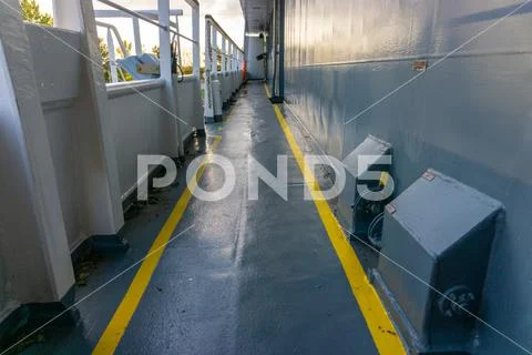 Safety walkway on board offshore vessel Stock Photos