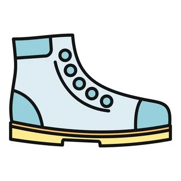 Safety work boot footwear vector color line drawing Stock Illustration
