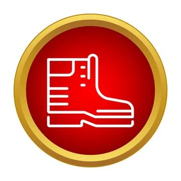Safety work boot line icon in red circle Stock Illustration