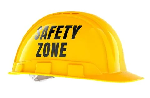 Safety Zone concept with yellow construction hard hat. 3D rendering Stock Illustration
