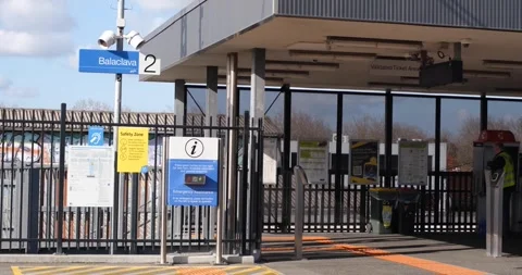 The safety zone at the train platform of Balaclava Station, Melbourne Australia Stock Footage 277085912