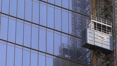 Safeway Atlantic Construction Elevator Ascends Building Under Construction Stock Footage 104217046