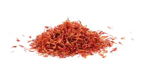 Safflower on white background Stock Photos