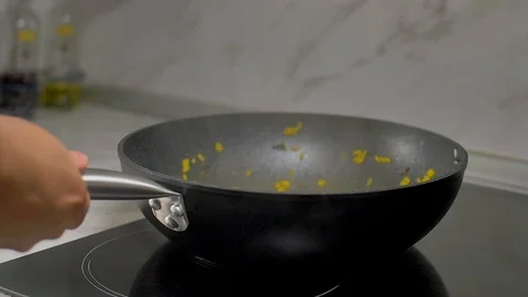 Saffron and shrimp risotto top view Stock Footage 123079952