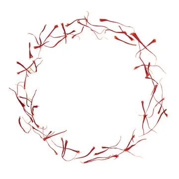 Saffron circle frame isolated on white background. Stock Photos