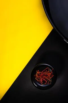 Saffron risotto on dark background Stock Photos