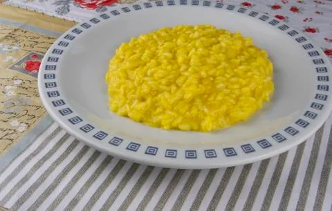 Saffron risotto, typical Milanese dish Milanese risotto Stock Photos