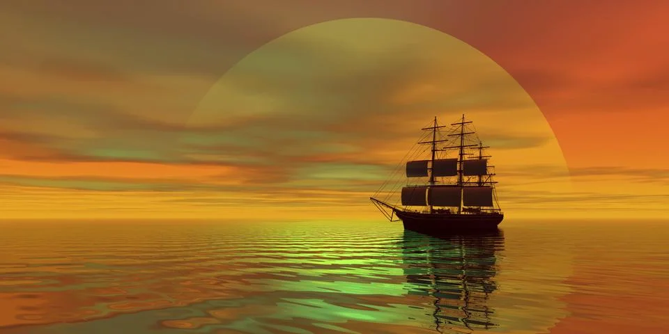 Saffron skies Stock Illustration
