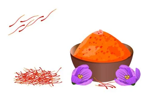 Saffron spice isolated on white background. Stock Illustration