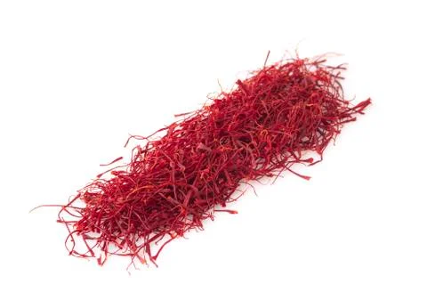 Saffron spice threads isolated on a white background Stock Photos