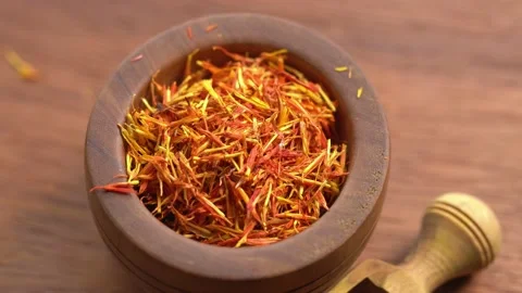 Saffron spice threads rotation Stock Footage 131565564