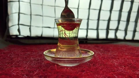 Saffron tea cup in the saffron background Stock Footage 171235291