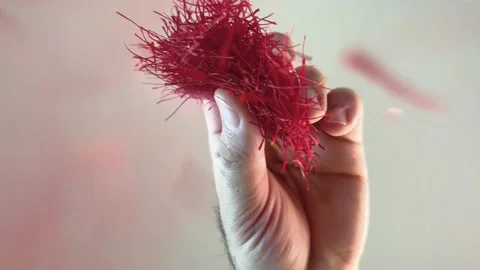 Saffron threads falling from the lower view Stock Footage 171235439