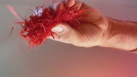 Saffron threads falling from the lower view Stock Footage 171235468