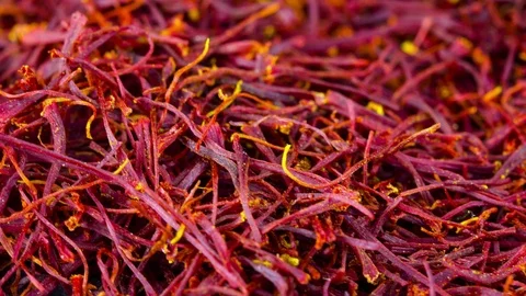 Saffron threads full frame in motion Stock Footage 92182542