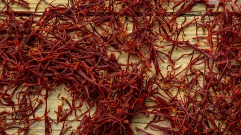Saffron threads full frame in motion Stock Footage 93077261