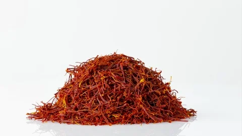 Saffron threads isolated on white background Stock Footage 93294617