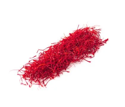 Saffron Threads Isolated on White Background Stock Photos