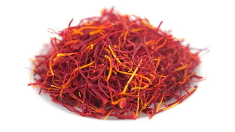 Saffron threads spice isolated on white background Video stock 197505043