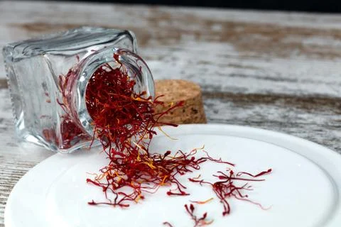 Saffron threads texture Stock Photos