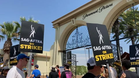 SAG and WGA Strike Picket at Paramount Studios Los Angeles Stock Footage Video stock 246344306