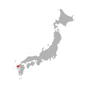 Saga prefecture highlighted on the map of Japan Stock Illustration