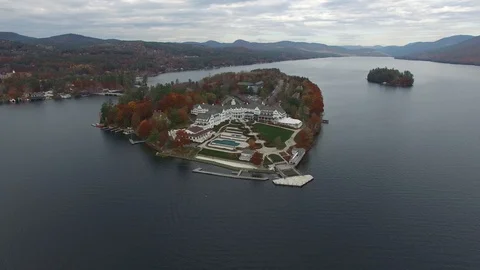 Sagamore Island During Fall Stock Footage 119424898