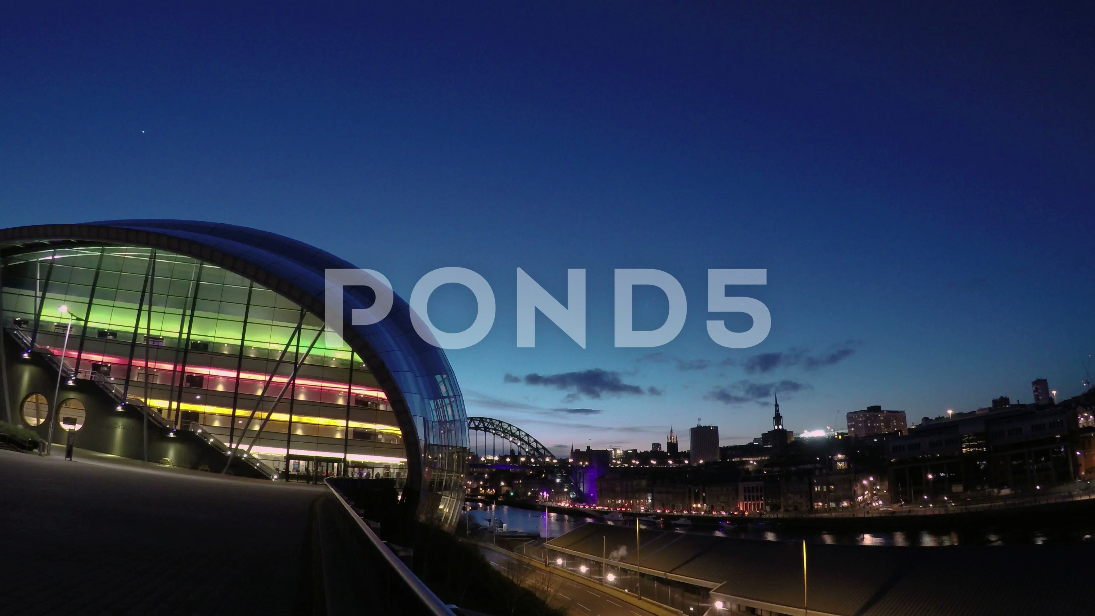 The Sage Gateshead And Newcastle Upon Tyne Skyline At Dusk Clip