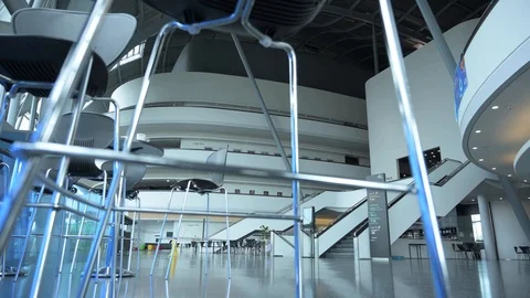 The Sage Gateshead low angle pan from behind chairs. Stock Footage 122280254