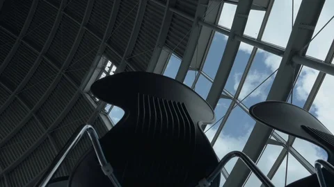 The Sage Gateshead low angle rotation pan low pov angle looking up at roof Stock Footage 122280347