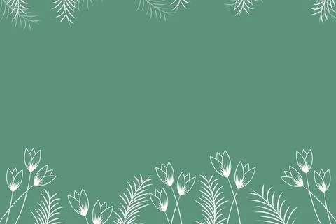 Sage green background with flowers Stock Illustration