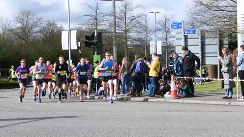 Sage Reading half marathon runners, 17/03/19 Stock Footage 104799356
