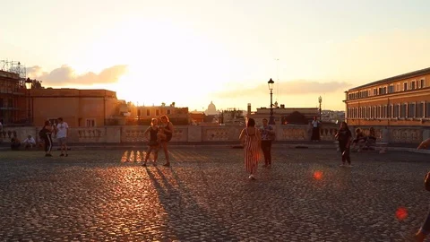 Saggestive sunset from Quirinal Square (Piazza del Quirinale), Rome Stock Footage 95980167