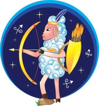 Sagittarius with bow and arrows Stock Illustration