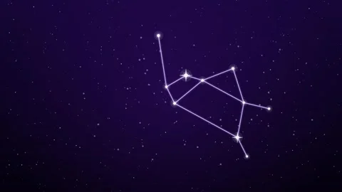Sagittarius constellation with orbiting particles in violet cosmic dust Vídeo Stock 348624233