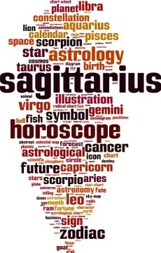 Sagittarius word cloud Stock Illustration