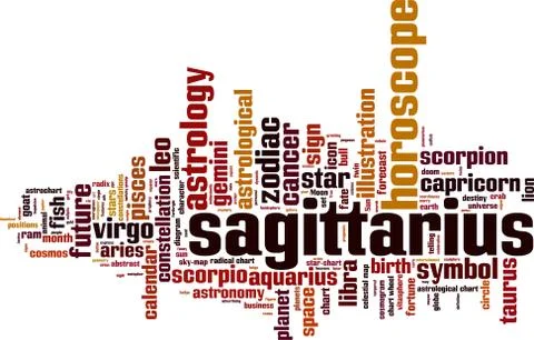 Sagittarius word cloud Stock Illustration