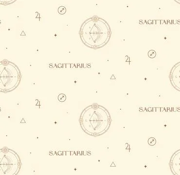 Sagittarius Zodiac Background Seamless Pattern. Astrology Signs Stock Illustration