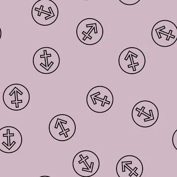 Sagittarius zodiac line seamless pattern Stock Illustration
