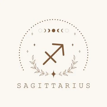 Sagittarius. Zodiac sign in boho style. Astrological icon isolated on white Stock Illustration