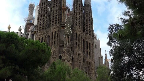 Sagrada Familia Cathedral In Barcelona. Spain. Stock Footage