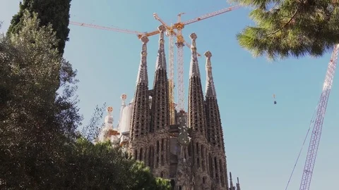 Sagrada Familia Church By Gaudi In Barcelona Spain Stock Footage