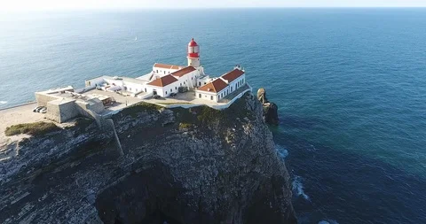 Sagres Lighthouse at Cape Saint Vincent Stock-Footage 111145556