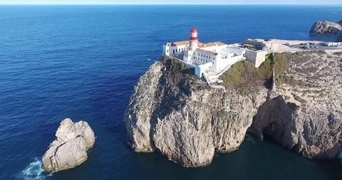 Sagres Lighthouse at Cape Saint Vincent Stock-Footage 111145912